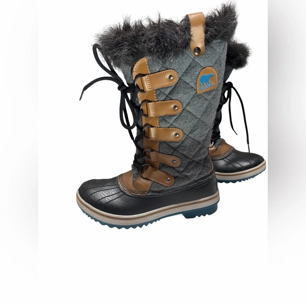 Sorel Tofino II Quilted Felt Waterproof Winter Boots Fur Trim Size 6.5